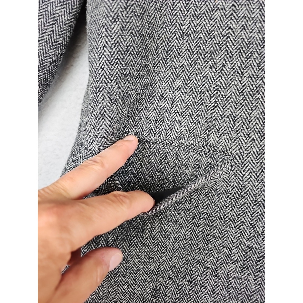 VTG L.L. Bean Blazer Peacoat Womens 10P Gray Herringbone Wool Blend Academia USA - Picture 5 of 10
